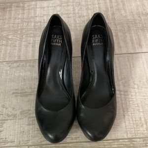 Saks Fifth Avenue Black Leather Heels